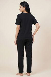 Zivame Peanuts Knit Cotton Loungewear Set - Black Beauty — thumbnail 2